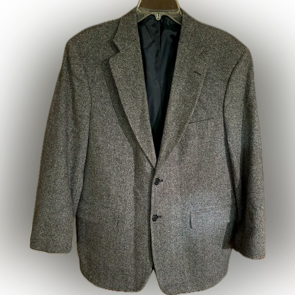 TOWNCRAFT 42S SPORTS COAT BLACK WHITE HERRINGBONE SUIT JACKET WOOL BLAZER CASUAL